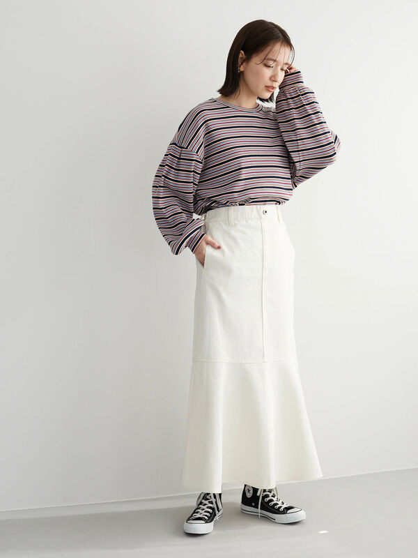 切替マーメイドデニムスカート ライトインディゴ エクリュ Green Parks グリーンパークス のレディーススカート 6a21l0l0140 ファッション通販のstripe Club