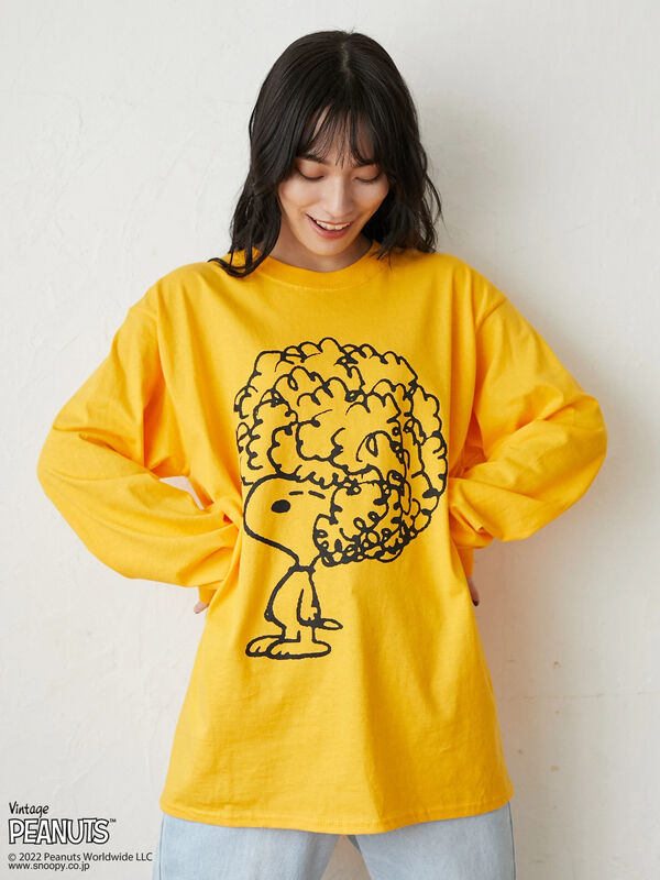 偉大な スヌーピー ロングTシャツ 黄色 Mサイズ ienomat.com.br