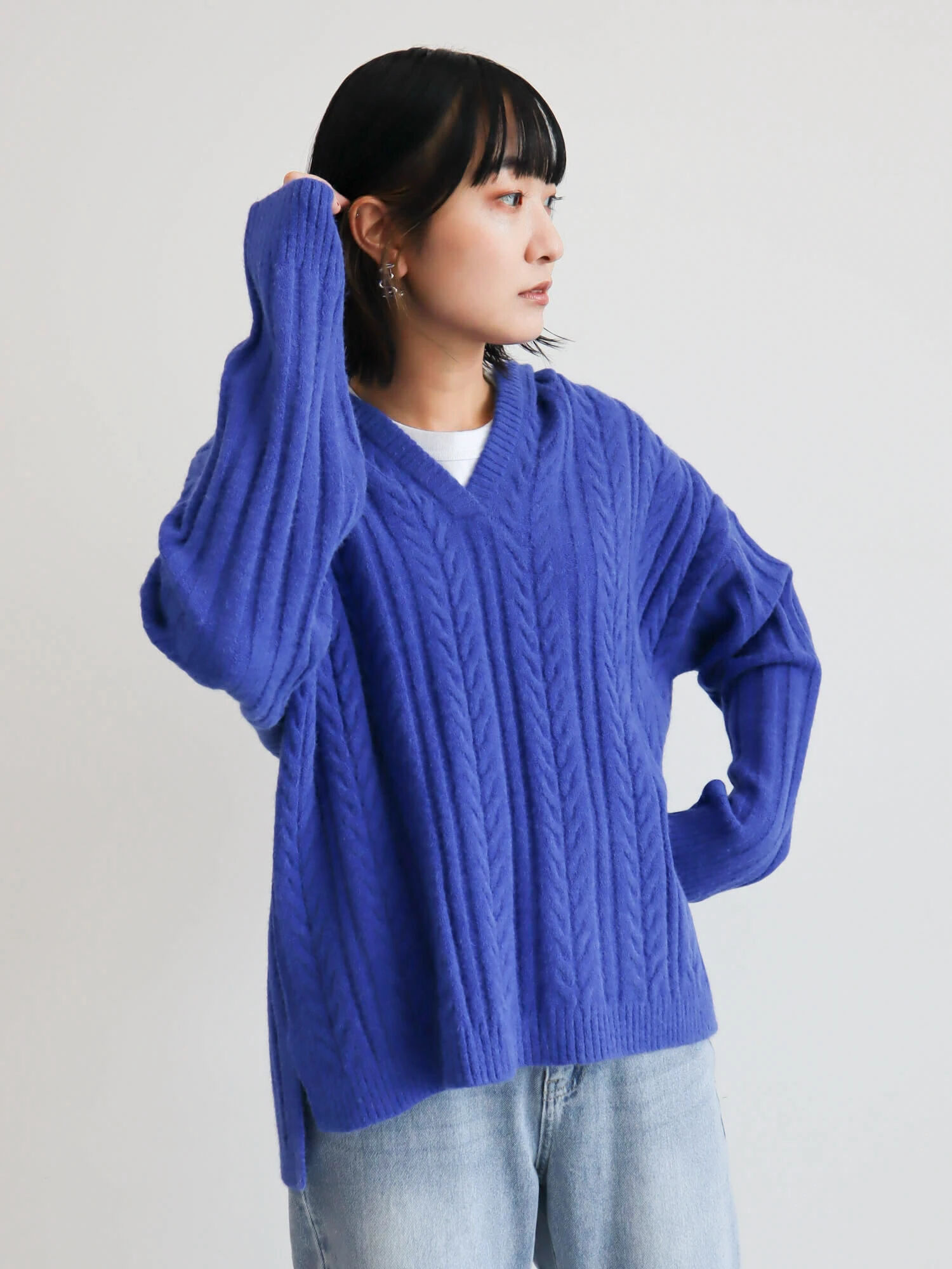 Twins Florence Denim V/N Oversize Knit - ニット/セーター