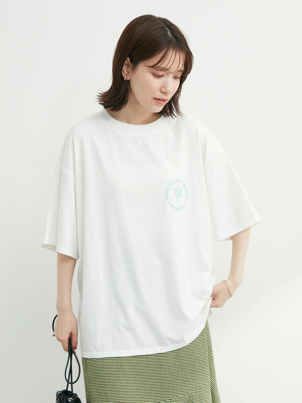 ・novem9 ワンポイント刺繍チュニックTシャツ