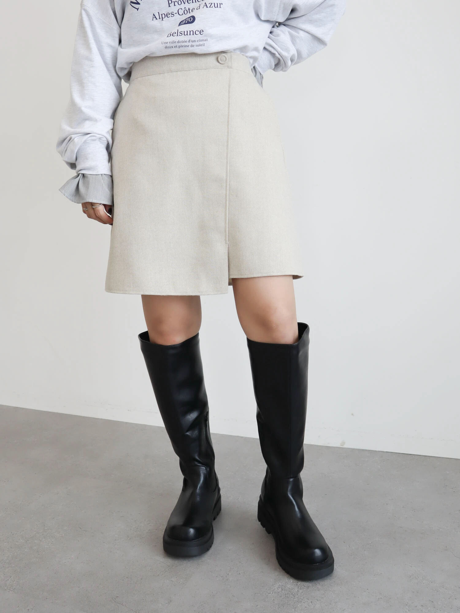 ソレイユコレクション   ブラック　ロングスカート　毛100%スカート