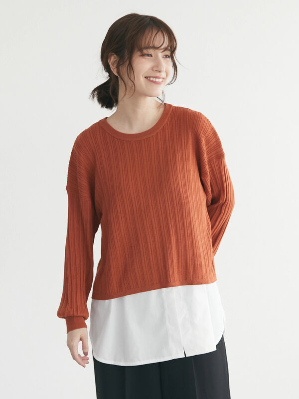 Set2点インナー付きすかしニット ブラック オレンジ ブルー Green Parks グリーンパークス のレディースニット セーター 6n23l2c0300 ファッション通販のstripe Club