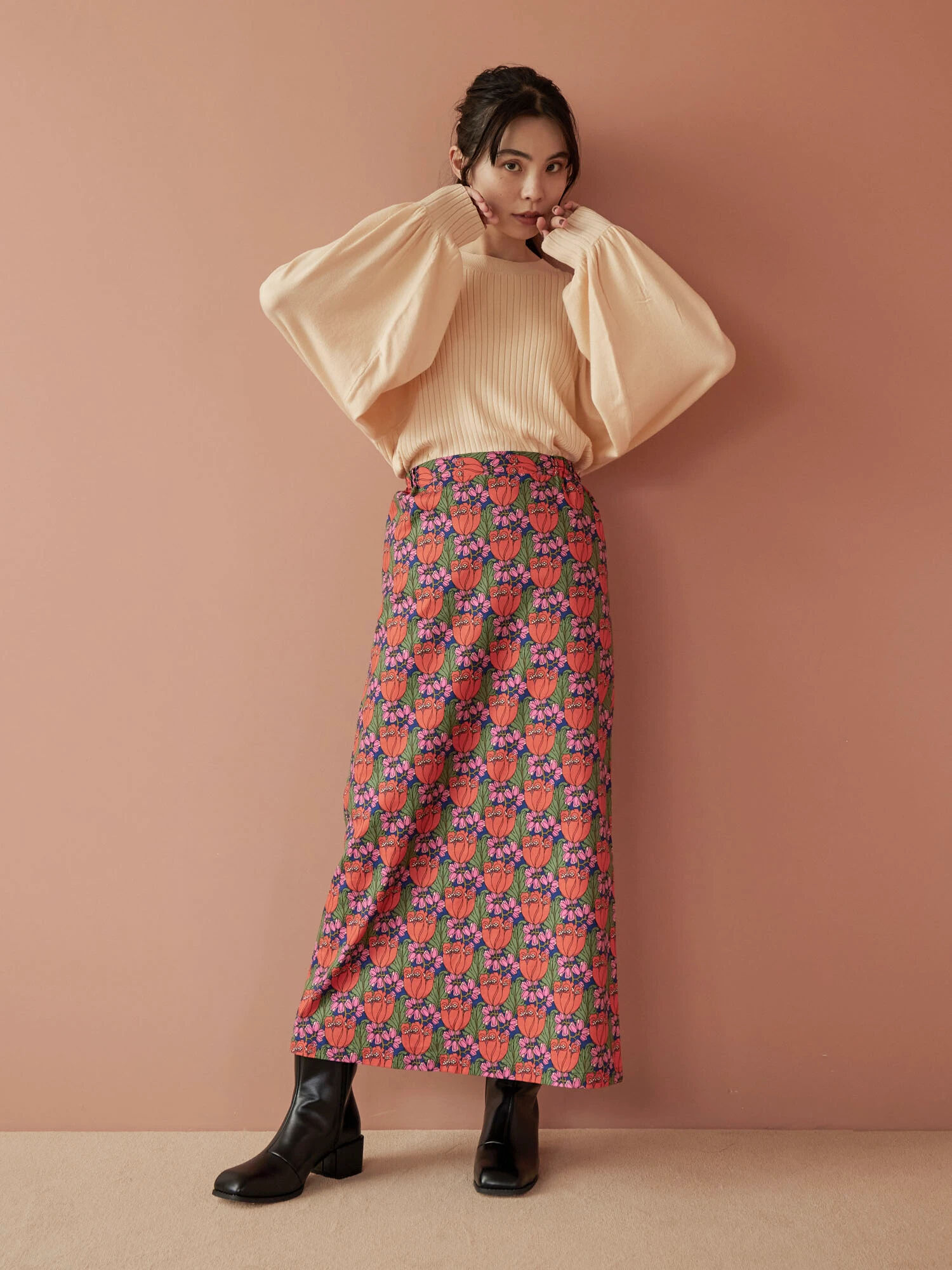 【アウトレット】 SS LIBERTYpt TudorTulip SKIRT（ピンク/レッド