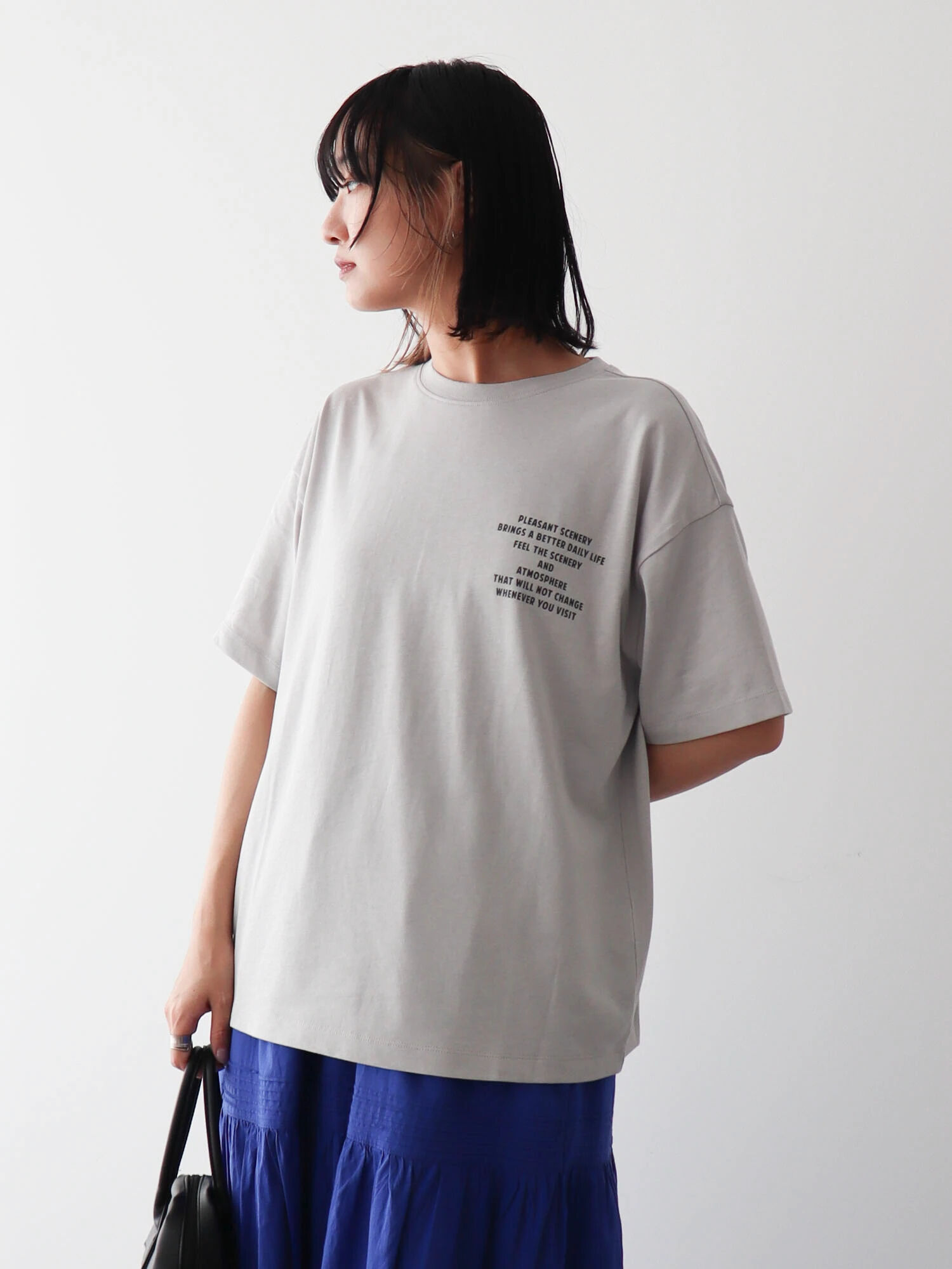 バックフォトボックスTシャツ（オフホワイト/ライトグレー） / Green 