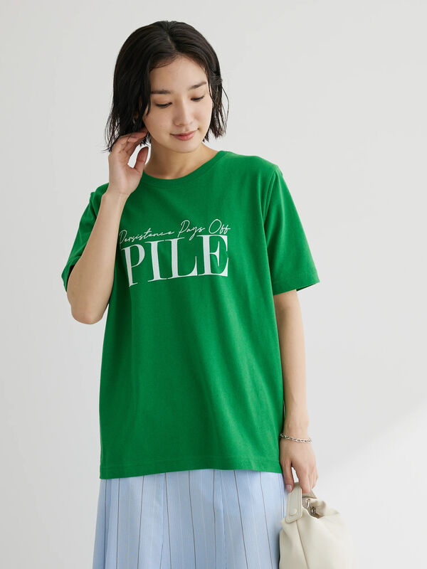 レトロロゴレギュラーTシャツ（オフホワイト/ブルーグリーン） / Green