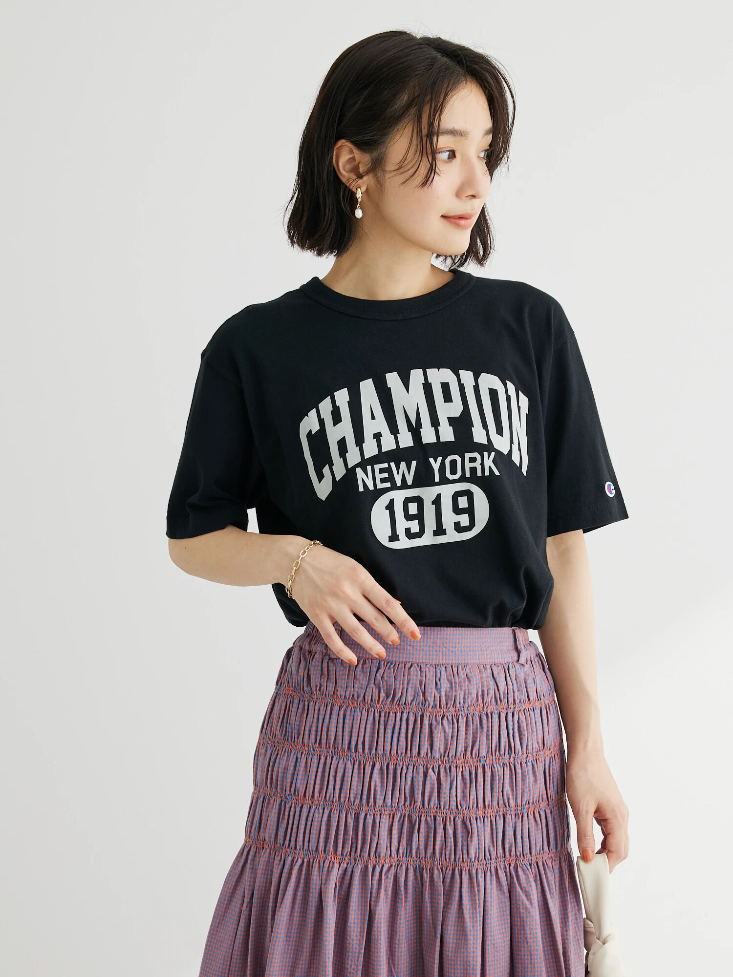 □Champion ロゴptTシャツ（オフホワイト/杢グレー/ブラック