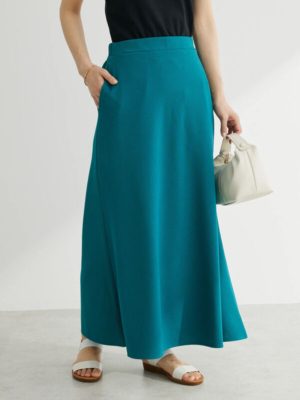 カットジョーゼット裾フレアスカート（ライトグレー/ブラック/ブルー