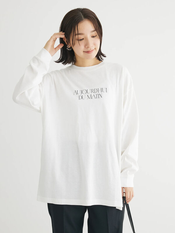 レディース服 白Tシャツ 長袖 ワンポイント ホワイト Sサイズ - トップス