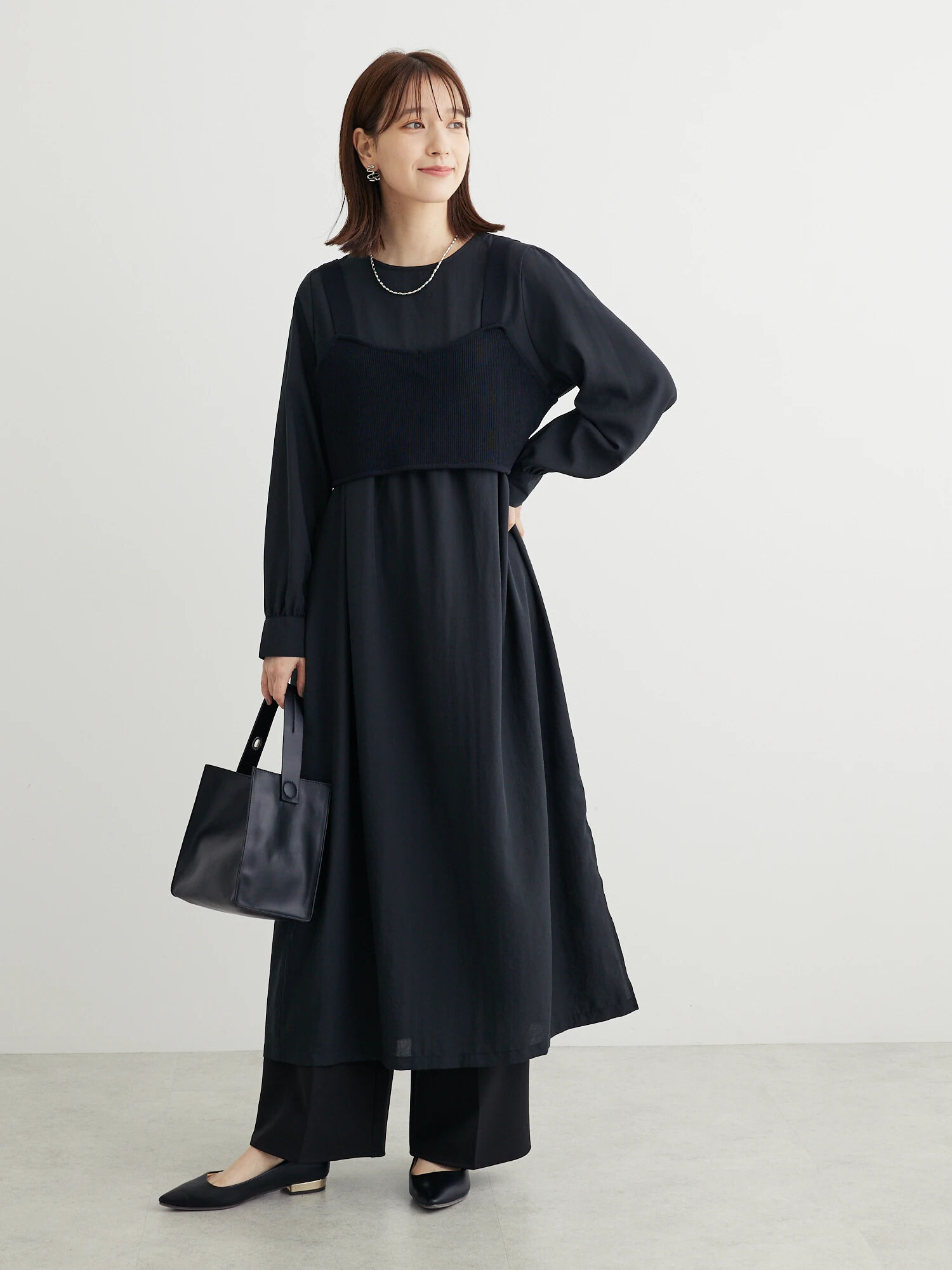 FERROW gilet dress ブラック 美品 0サイズ 完売商品!!-