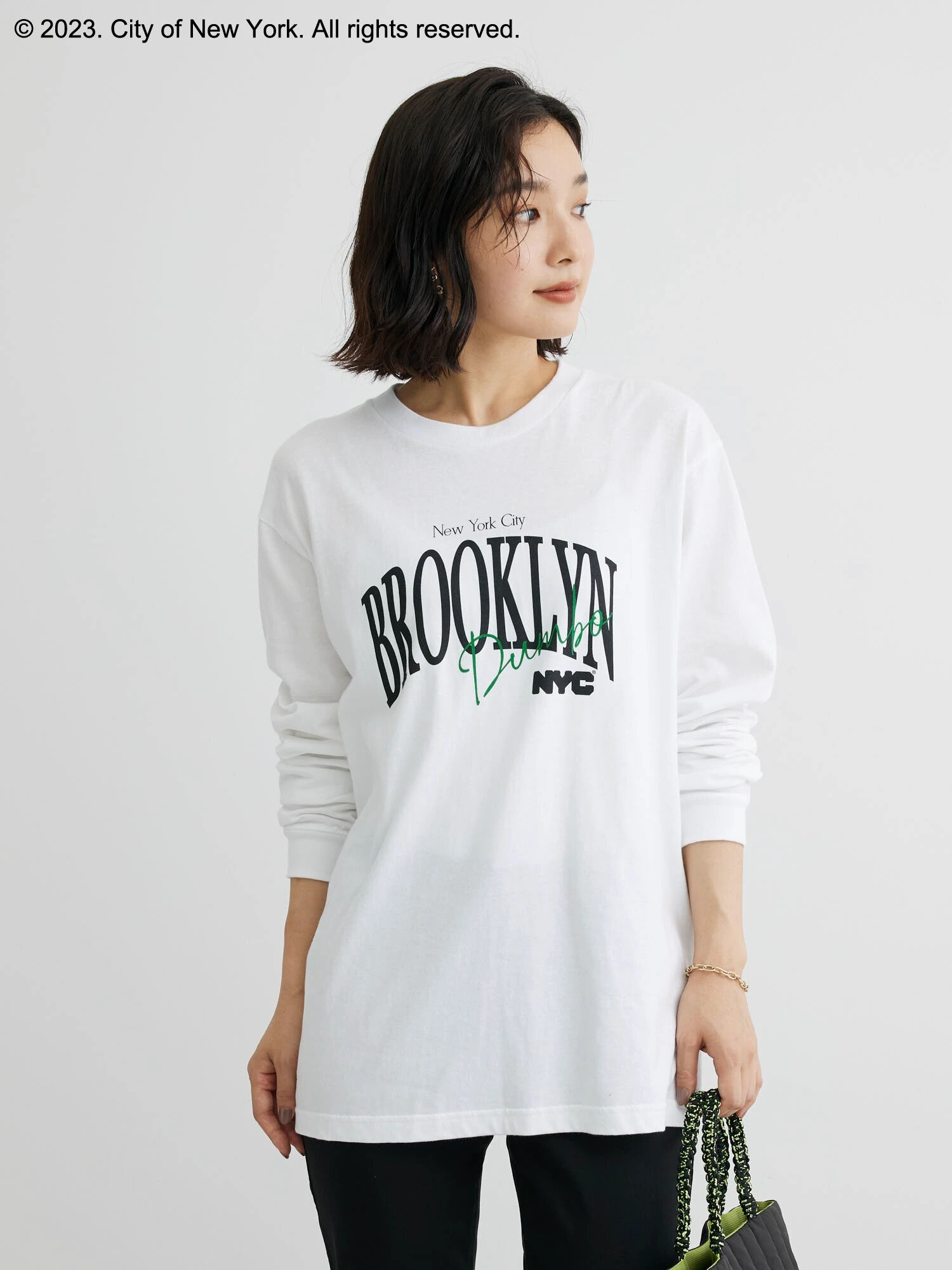 NYC ロングTシャツ（オフホワイト/ブラック/グリーン） / Green
