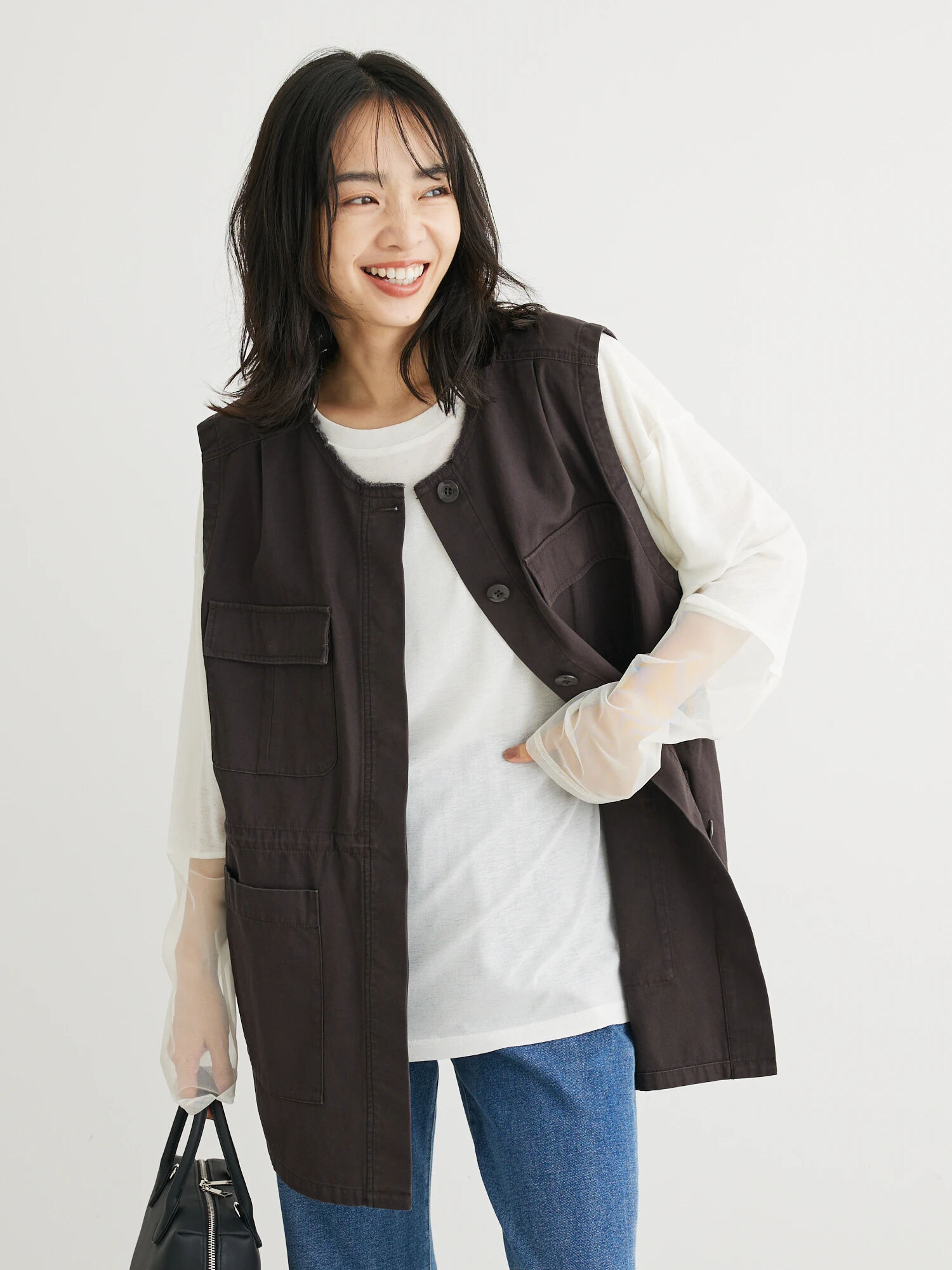 6（roku）KIKALINE VEST ベスト #グリーンerikokatori