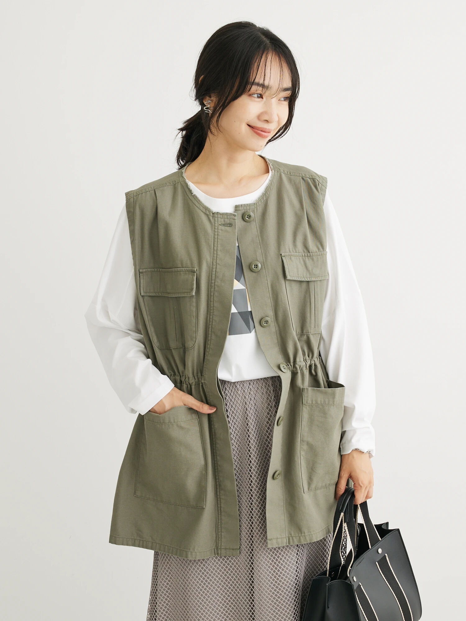 超歓迎低価6（roku）KIKALINE VEST ベスト #グリーン トップス