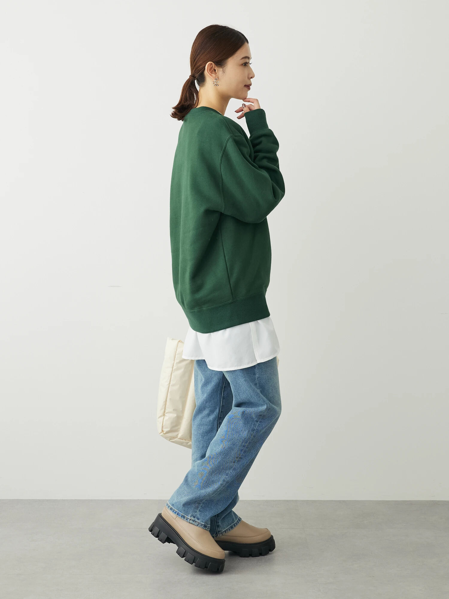 Champion green store crew neck