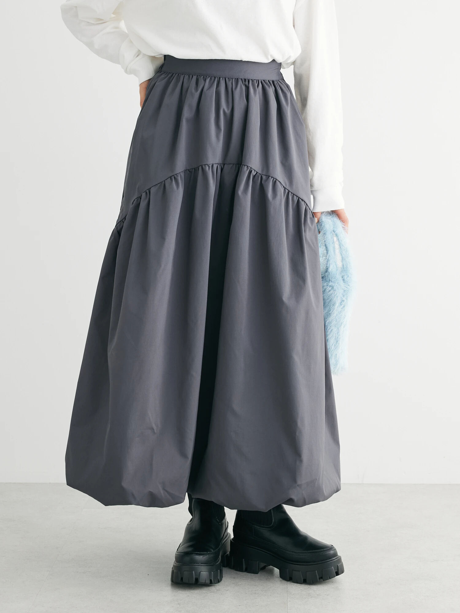 ISSEI MIYAKE バルーンスカート 2 (M)柄デザイン無地