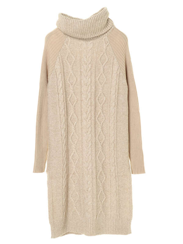 アウトレット ケーブルタートルネックワンピース グレー ベージュ ブラウン Yecca Vecca イェッカヴェッカ のレディースワンピース 7a97l2h0100 ファッション通販のstripe Club