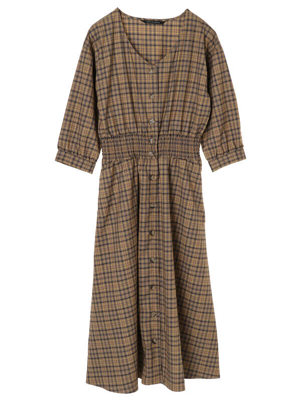 アウトレット チェック柄シャーリングワンピース オフホワイト ブラウン Yecca Vecca イェッカヴェッカ のレディースワンピース 7a01l0h0600 ファッション通販のstripe Club