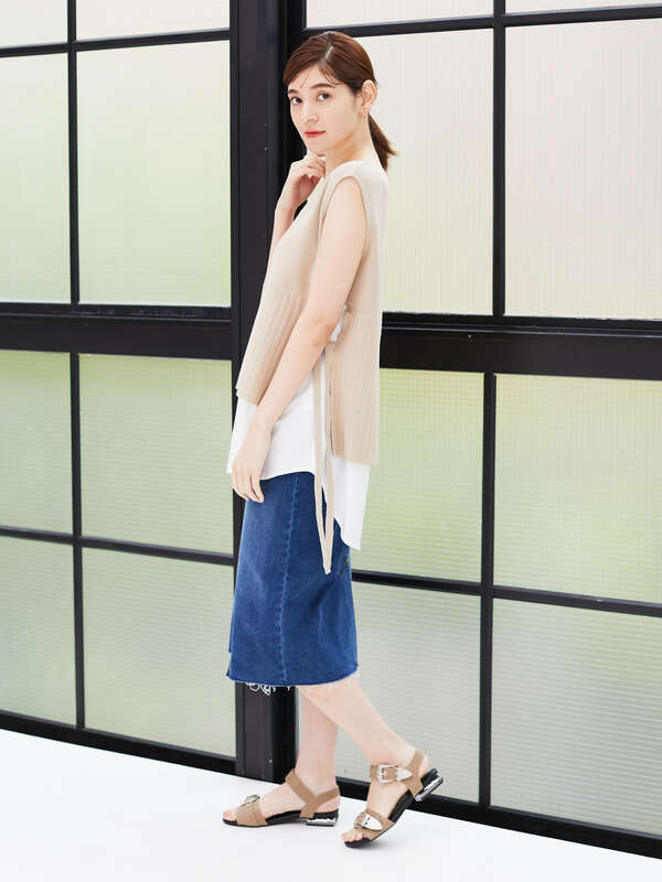 アウトレット カットオフストレッチデニムスカート ライトグレー インディゴ ダークインディゴ Yecca Vecca イェッカヴェッカ のレディーススカート 7b01l0l0100 ファッション通販のstripe Club