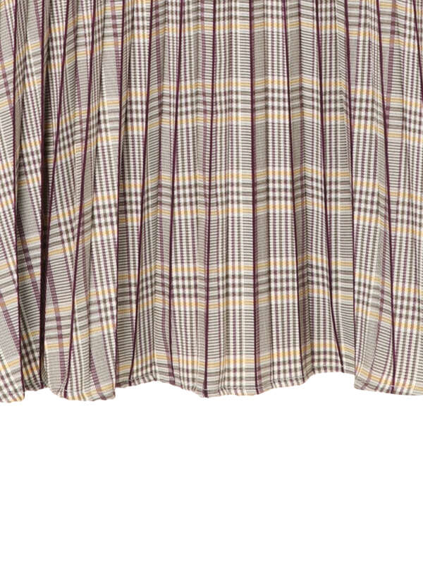 アウトレット チェック柄ラインプリーツスカート ブラック パープル Yecca Vecca イェッカヴェッカ のレディーススカート 7a01l0l1600 ファッション通販のstripe Club