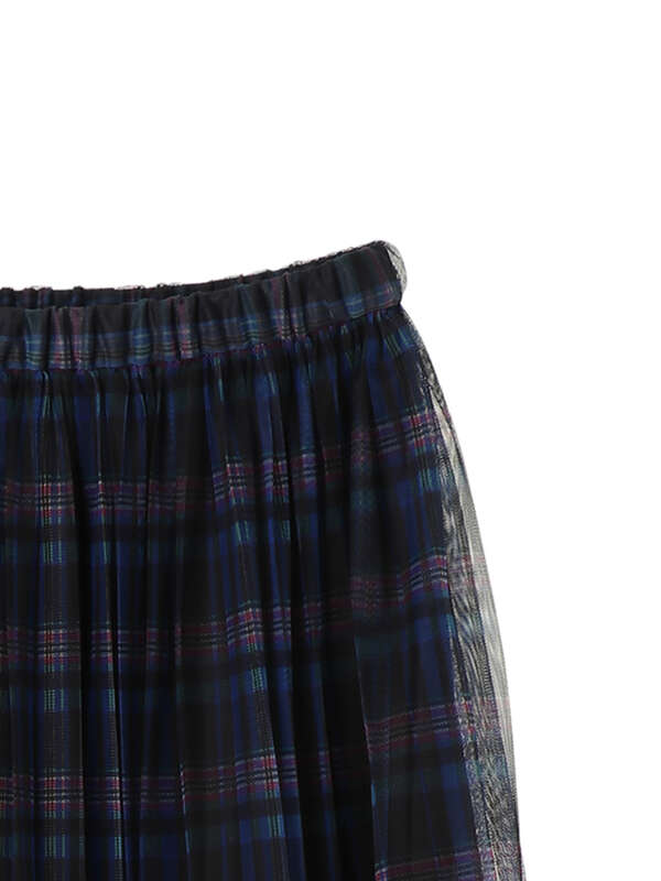 アウトレット チェック柄チュールプリーツスカート イエロー ブルー Yecca Vecca イェッカヴェッカ のレディーススカート 7a03l0l0400 ファッション通販のstripe Club