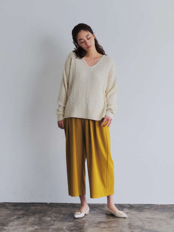 アウトレット カットジョーゼットワイドパンツ モカ マスタード ネイビー Yecca Vecca イェッカヴェッカ のレディースパンツ 7a04l1f0100 ファッション通販のstripe Club