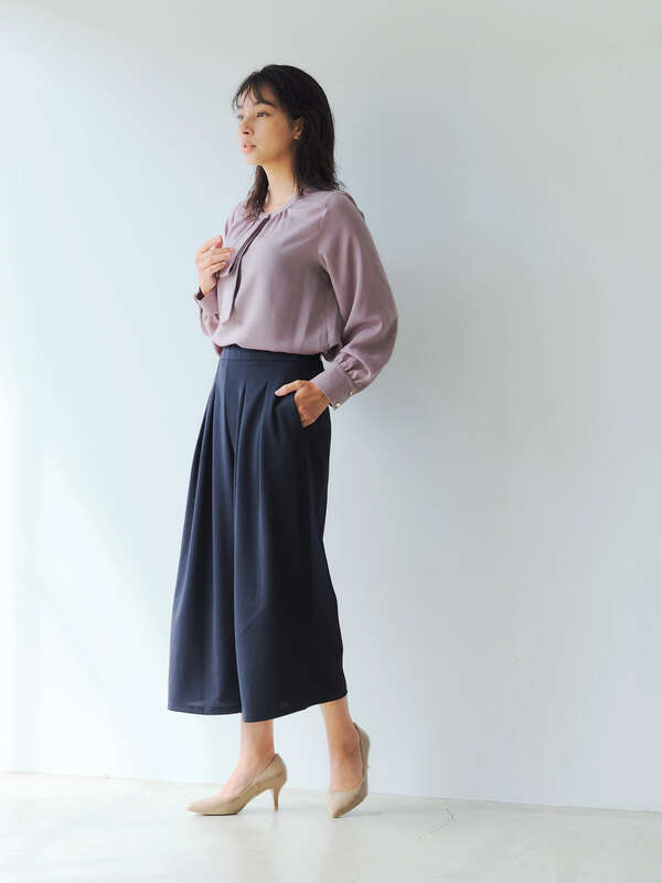 アウトレット カットジョーゼットワイドパンツ モカ マスタード ネイビー Yecca Vecca イェッカヴェッカ のレディースパンツ 7a04l1f0100 ファッション通販のstripe Club