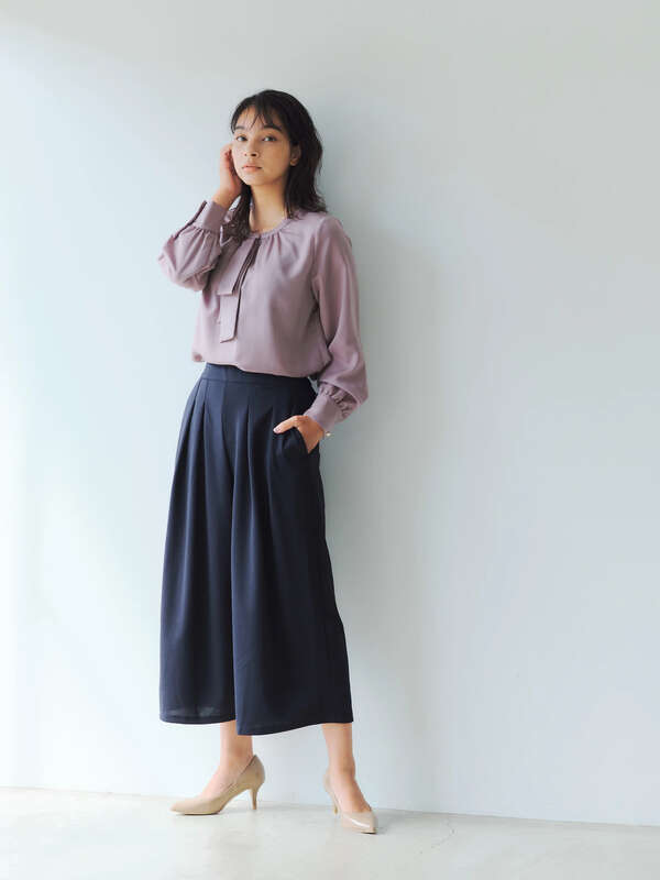 アウトレット カットジョーゼットワイドパンツ モカ マスタード ネイビー Yecca Vecca イェッカヴェッカ のレディースパンツ 7a04l1f0100 ファッション通販のstripe Club