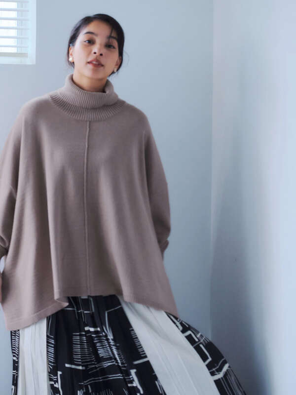 アウトレット ポンチョ風オーバーニット 杢グレー チャコールグレー ベージュ ライトグリーン Yecca Vecca イェッカヴェッカ のレディースニット セーター 7b04l2c00 ファッション通販のstripe Club