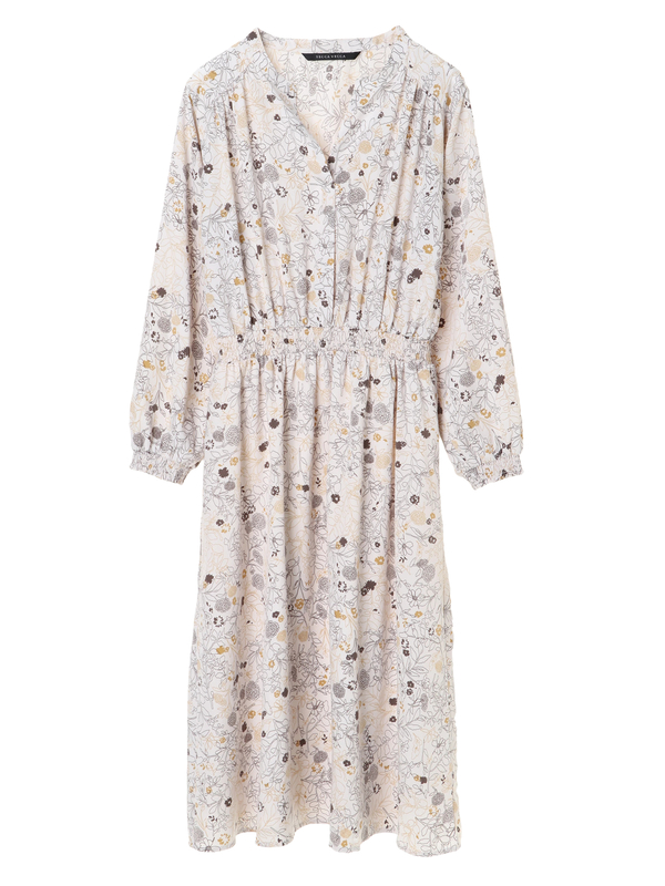 線画フラワー柄ワンピース アイボリー ネイビー Yecca Vecca イェッカヴェッカ のレディースワンピース 7a11l0h0130 ファッション通販のstripe Club