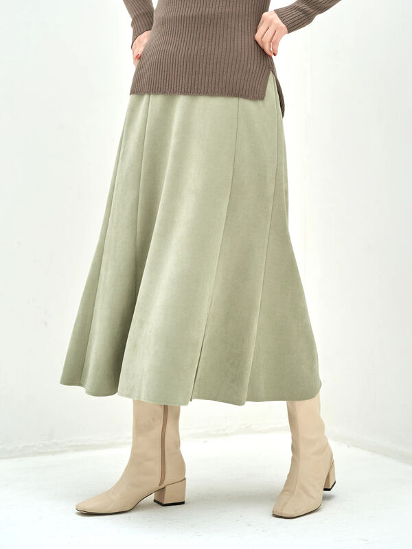 アウトレット フェイクスエードロングスカート モカ ミント ラベンダー Yecca Vecca イェッカヴェッカ のレディーススカート 7a07l0l0500 ファッション通販のstripe Club