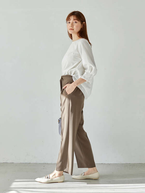 袖タックブラウス ホワイト ストライプキャメル ストライプブルー Yecca Vecca イェッカヴェッカ のレディースシャツ ブラウス 7a11l0a10 ファッション通販のstripe Club