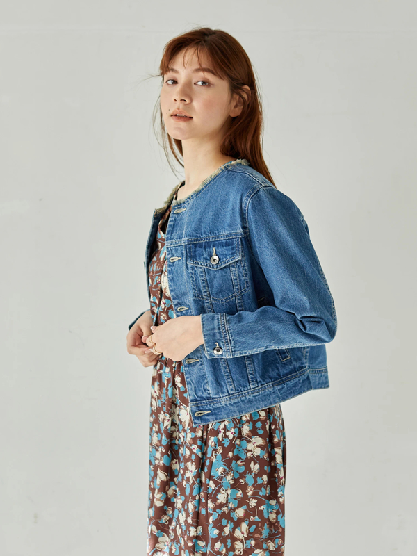 ノーカラーgジャン インディゴ Yecca Vecca イェッカヴェッカ のレディースジャケット 7a11l0y1100 ファッション通販のstripe Club