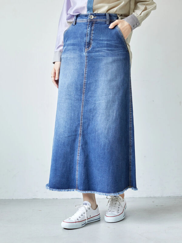 アウトレット カットオフデニムロングスカート2 インディゴ Yecca Vecca イェッカヴェッカ のレディーススカート 7b11l0l0300 ファッション通販のstripe Club