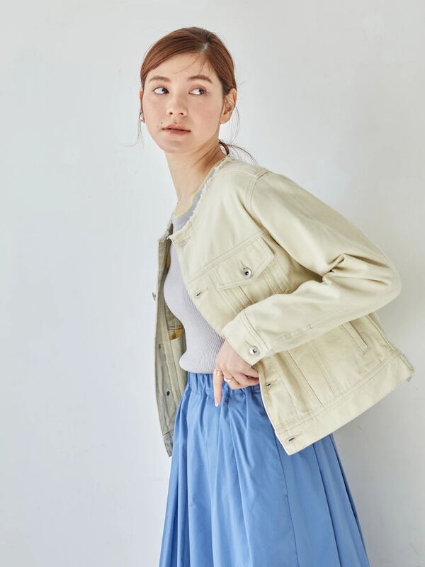 ノーカラーgジャン2 アイボリー Yecca Vecca イェッカヴェッカ のレディースジャケット 7a11l0y10 ファッション通販のstripe Club