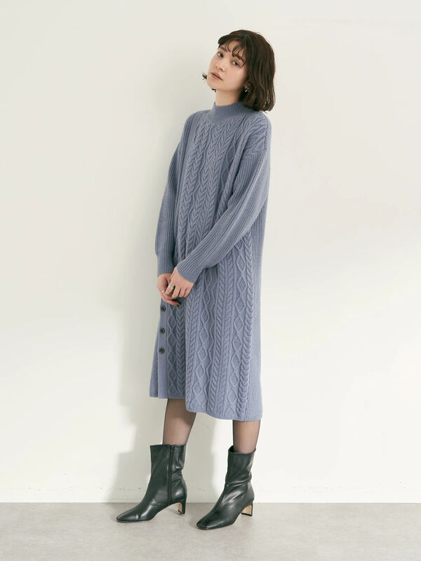 アウトレット 古着 ボタン ケーブル編みニットワンピース ブラウン Yecca Vecca イェッカヴェッカ のレディースワンピース 7a14l2h0100 ファッション通販のstripe Club