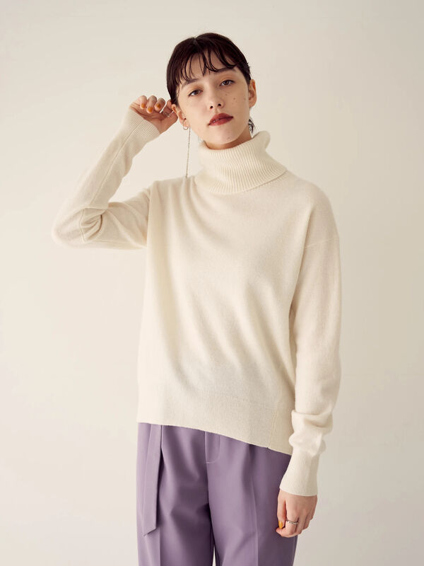 アウトレット P ウールカシミヤオフタートルネックニット モカ サックスブルー Yecca Vecca イェッカヴェッカ のレディースニット セーター 7a14l2c1640 ファッション通販のstripe Club