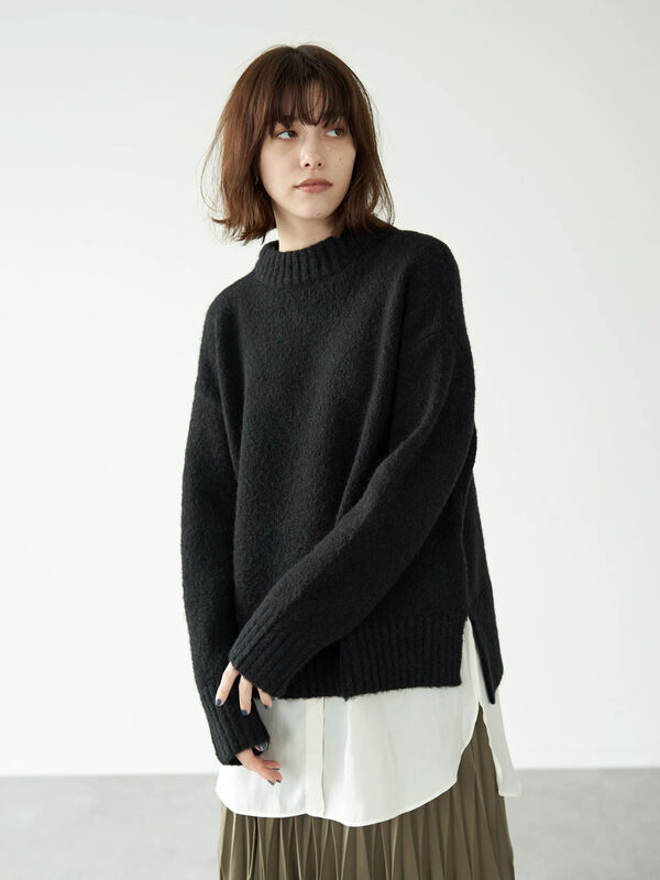 アウトレット 古着 シャツレイヤードロングニット ブラック ライトベージュ ライムグリーン Yecca Vecca イェッカヴェッカ のレディースニット セーター 7a17l2c1400 ファッション通販のstripe Club