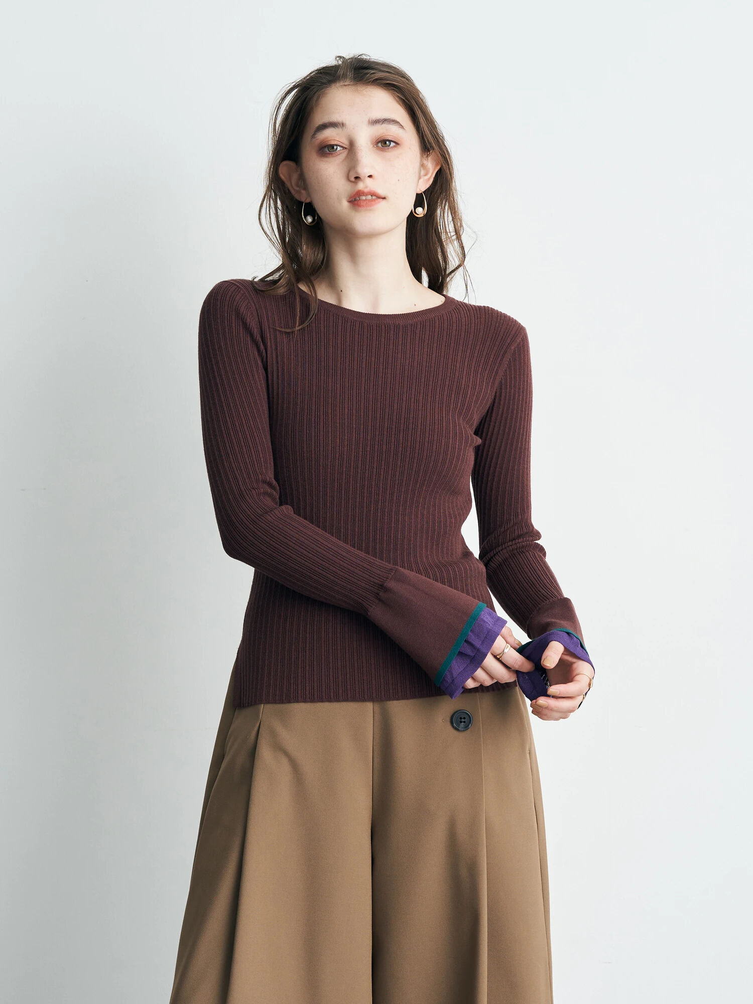 crea  flared rayered knit blouse