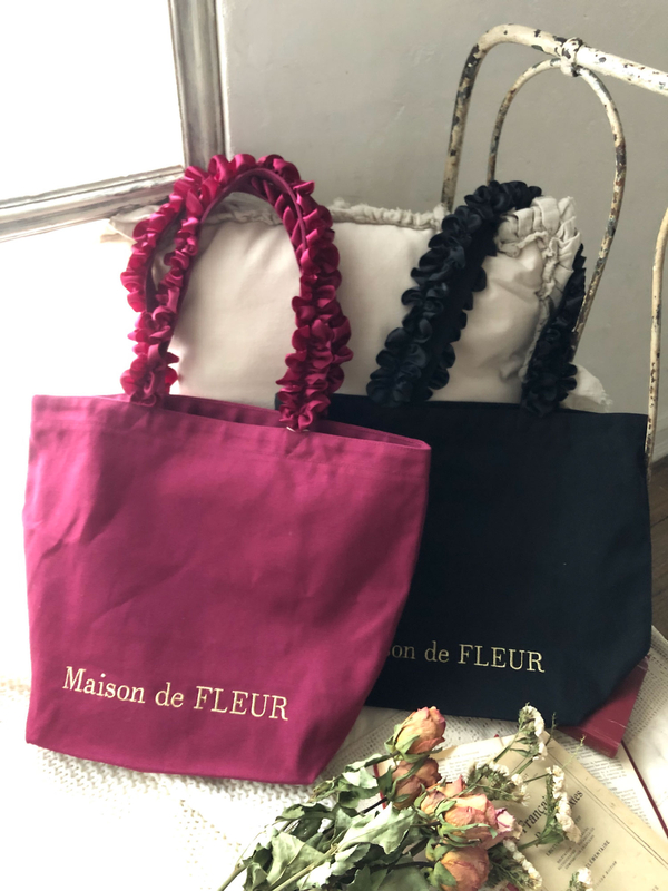 New Color 帆布フリルハンドルトートmバッグ ブラック ボルドー ネイビー パープル Maison De Fleur メゾンドフルール のレディースバッグ ポーチ 8a93f0j0400 ファッション通販のstripe Club