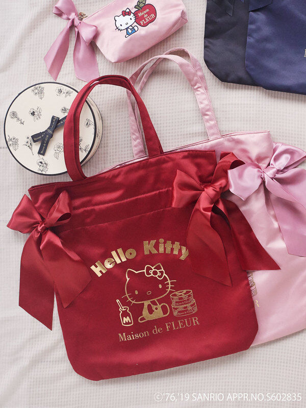ハローキティコラボダブルリボントートバッグ ブラック ピンク レッド ネイビー Maison De Fleur メゾンドフルール のレディース バッグ ポーチ 8a93f0j6400 ファッション通販のstripe Club