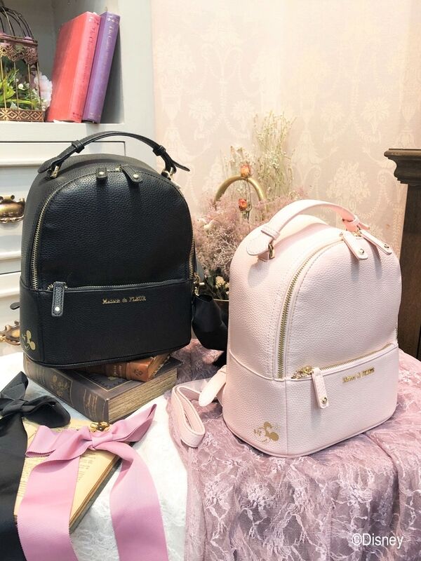 予備生産分 Disney Collection Minnie Mouse リボンリュック ブラック ピンク Maison De Fleur メゾンドフルール のレディースバッグ ポーチ 8s05f0j1150 ファッション通販のstripe Club