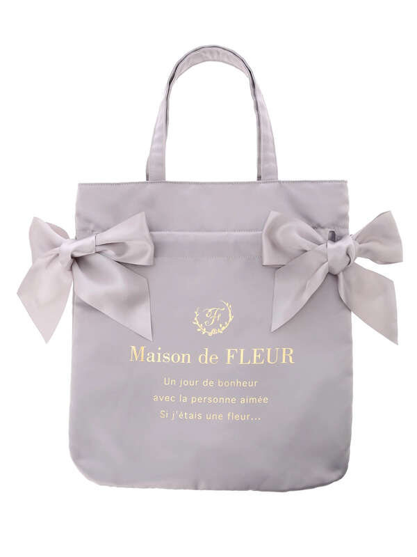 ダブルリボントートバッグ グレー ブラック グレーベージュ ネイビー ピンクベージュ グレイッシュブルー Maison De Fleur メゾンドフルール のレディースバッグ ポーチ 8a11f0j1100 ファッション通販のstripe Club