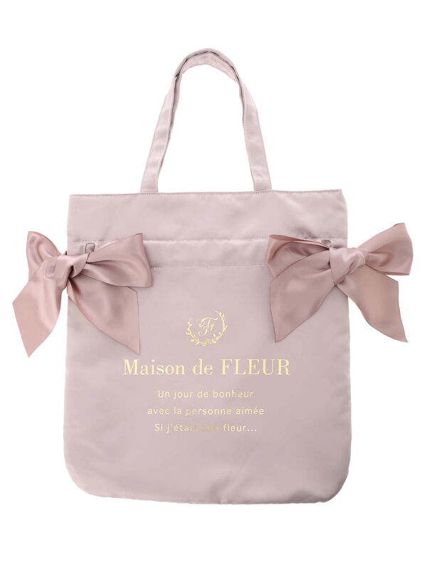 ダブルリボントートバッグ グレー ブラック グレーベージュ ネイビー ピンクベージュ グレイッシュブルー Maison De Fleur メゾンドフルール のレディースバッグ ポーチ 8a11f0j1100 ファッション通販のstripe Club