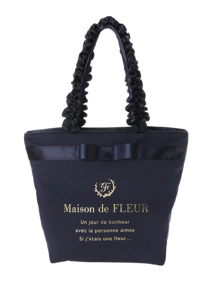 Maison de FLEUR(メゾンドフルール) |ブランドロゴフリルハンドルトートMバッグ(ネイビー)