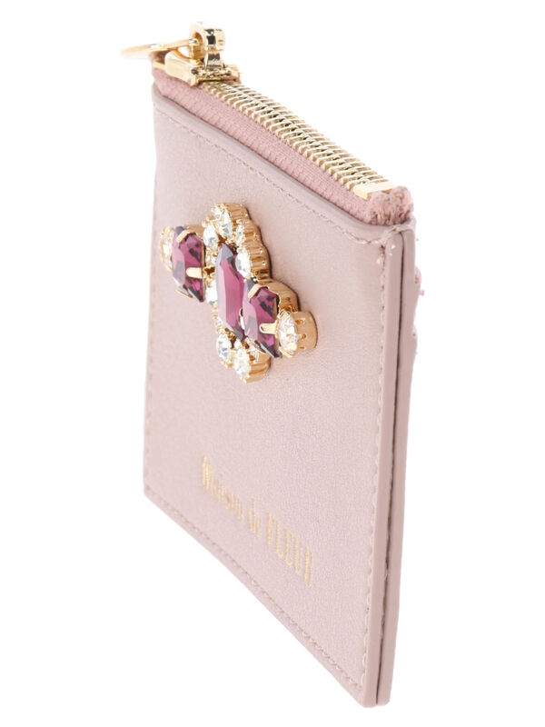 新品 Maison de FLEUR ビジュー合皮カードケース ピンク
