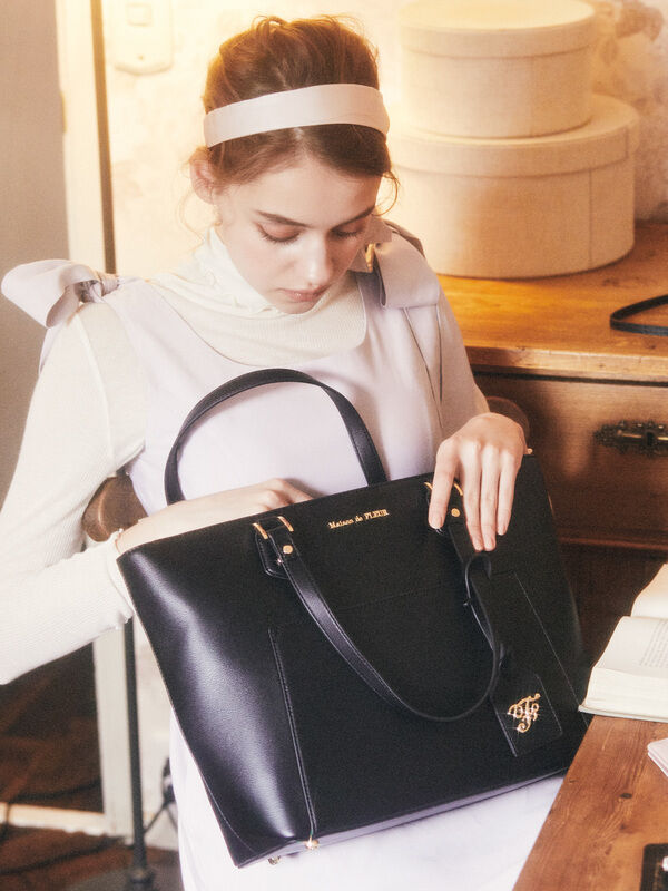 ポケットトートバッグ ブラック ピンク Maison De Fleur メゾンドフルール のレディースバッグ ポーチ 8a11f0j3000 ファッション通販のstripe Club