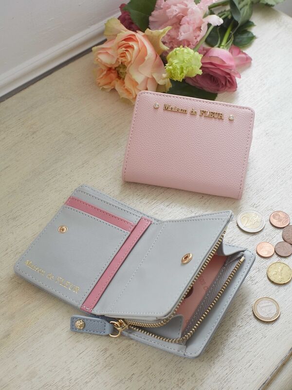 メゾンドフルール Maison de FLEUR ストーンウォレット ピンク - 折り財布