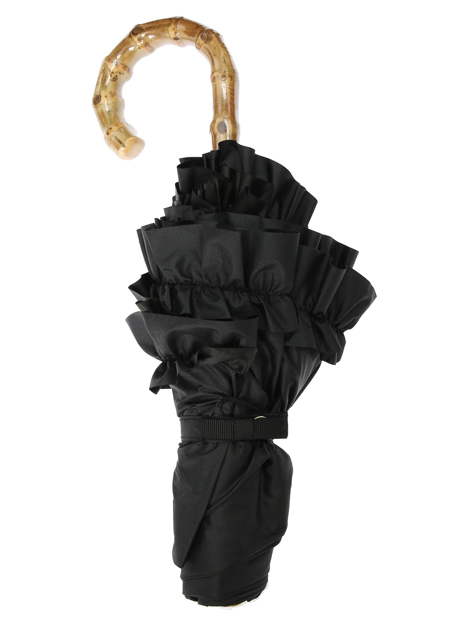 遮光&UV CUT フリル折りたたみ傘（ブラック） / Maison de FLEUR 