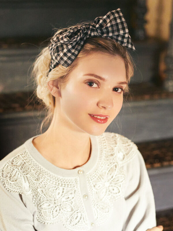 チェックリボンカチューシャ ブラック ピンク Maison De Fleur メゾンドフルール のレディースヘアアクセ 8a11fhj0500 ファッション通販のstripe Club