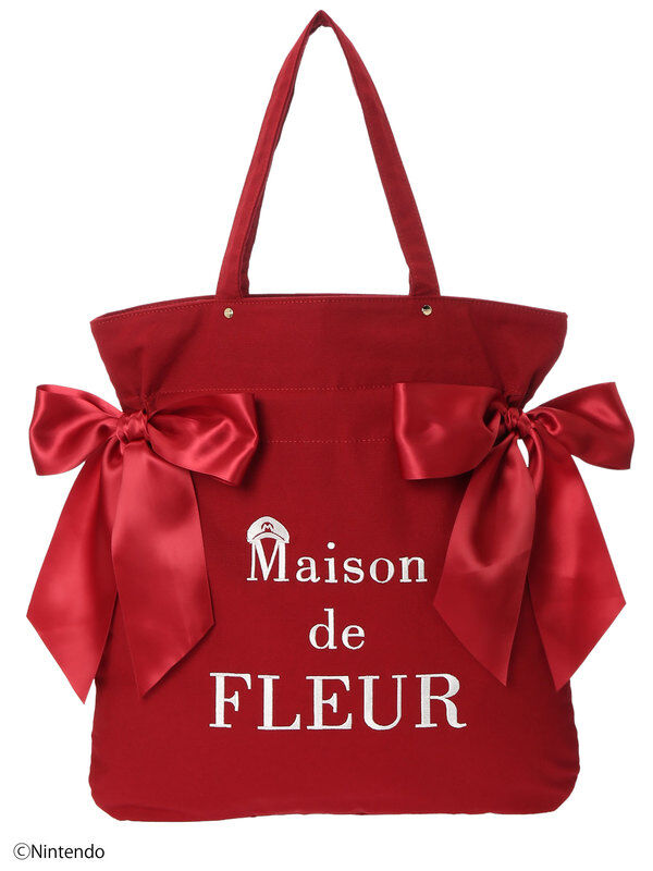 Maison de FLEUR 赤 リボントートバッグ - トートバッグ