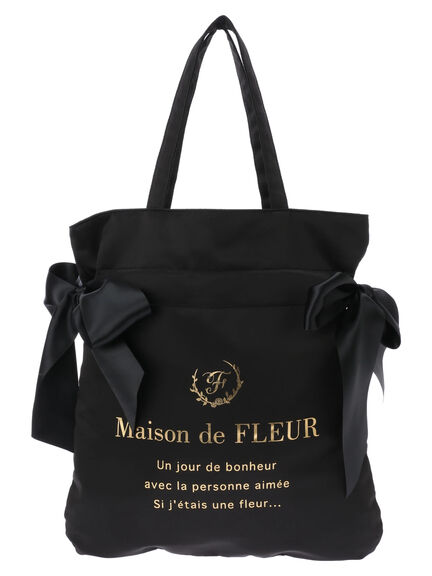 Maison de FLEUR(メゾンドフルール) |ダブルリボントートバッグ(ブラック)
